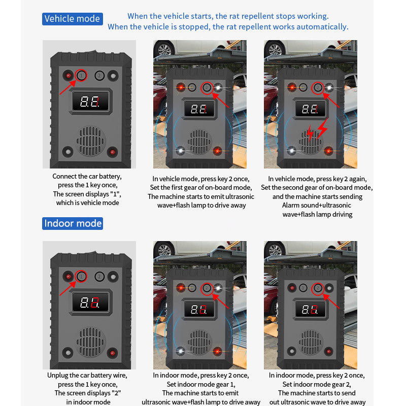 🐭🔥 Ultrasonic Mouse Repeller with 8 LED Strobe | 12V/5V Smart Power⚡【Auto/House/Warehouse Pro】Intelligent Start-Stop Ultrasound Alarm - 360° Pest-Free Zone Creator 🐭🔥 Ultrasonic Mouse Repeller with 8 LED Strobe | 12V/5V Smart Power⚡【Auto/House/Warehouse Pro】Intelligent Start-Stop Ultrasound Alarm - 360° Pest-Free Zone Creator